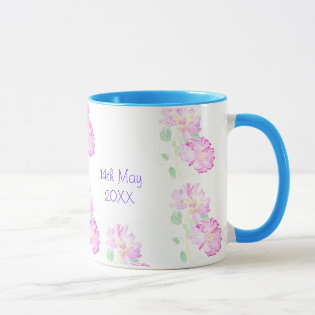 Taza adaptable de la boda, rosas rosados (Derecha)