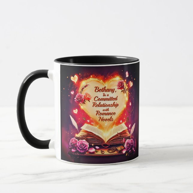 Taza Add Name, Committed Relationship Romance Novels (Izquierda)