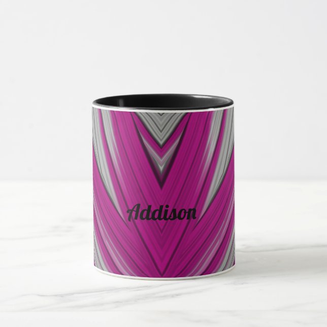 Taza ADDISON ~ Zany 3D ~ Rosa y gris (Centro)