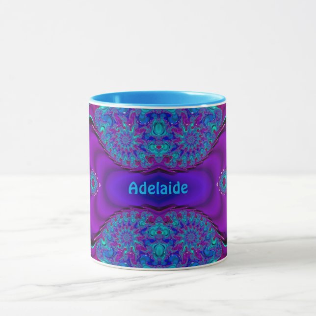 Taza ADELAIDE ~ Zany 3D ~ Blue, Green y Purple Mug (Centro)