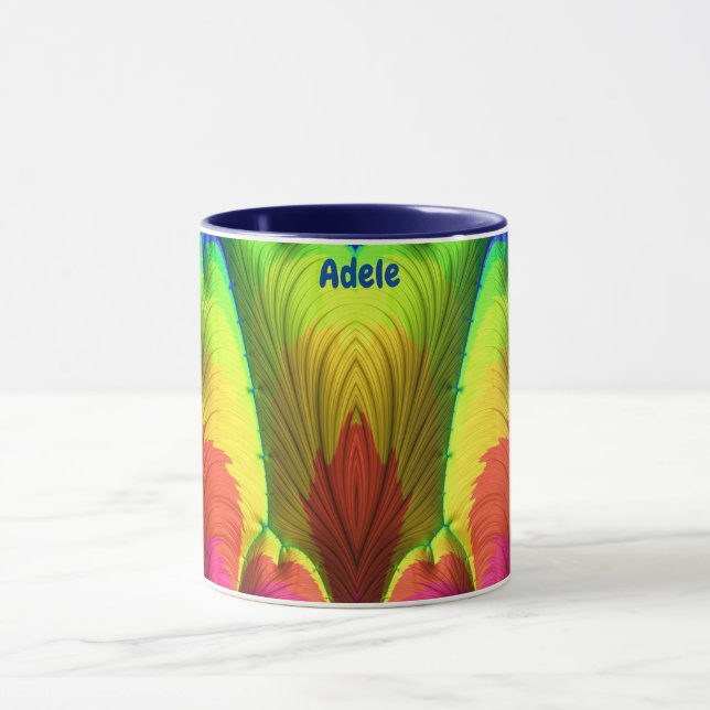 Taza ADELE ~ 3D Fractal ~ Rosa, rojo amarillo y azul (Centro)