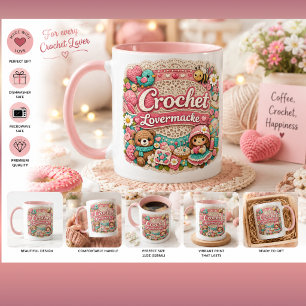 Taza Adicta al Té con Estilo de Ganchillo Adorable