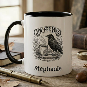 Taza Adicto a la cafeína Regalo de arte de cuervo gótic
