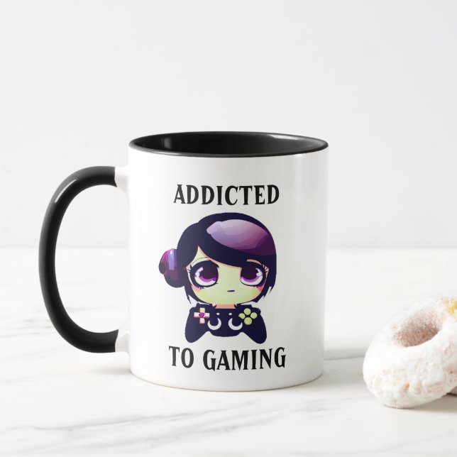 Taza Adicto personalizado a juego de Chica Kawaii (Con donut)