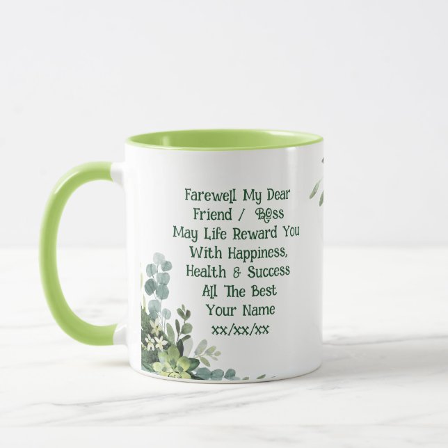 Taza Adiós, Mug, agrega tu propio mensaje de texto (Izquierda)