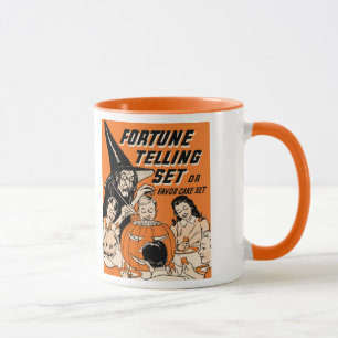 Taza Adivinación de Halloween del vintage fijada con l