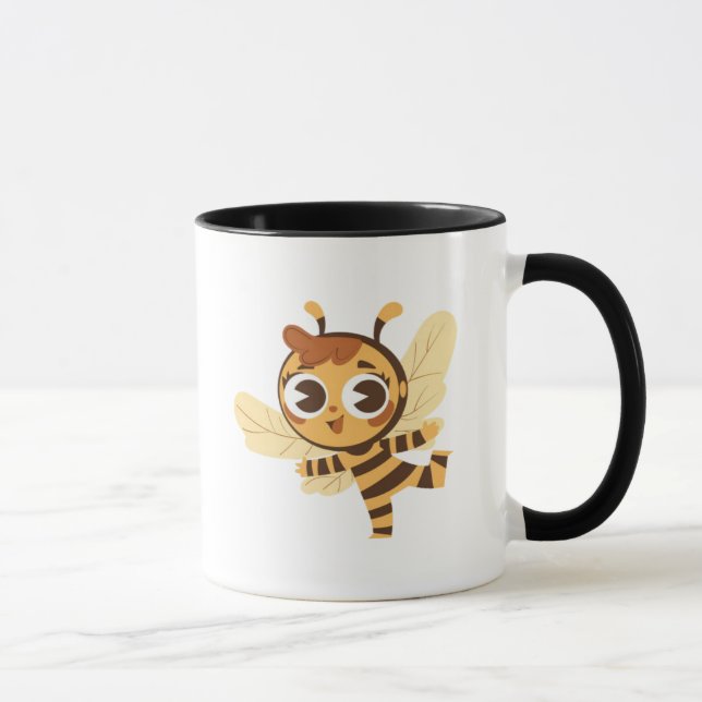 Taza Adorable abeille cartoon joyeuse. (Derecha)