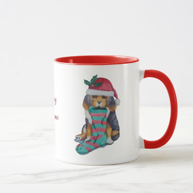 Taza adorable cachorro negro y marrón vestido para navi (Derecha)