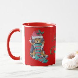 Taza adorable cachorro negro y marrón vestido para navi