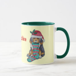 Taza adorable cachorro negro y marrón vestido para navi