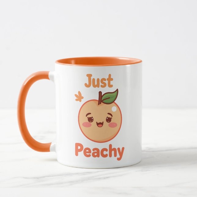 Taza Adorable Cartoon Peach with a Smile (Izquierda)