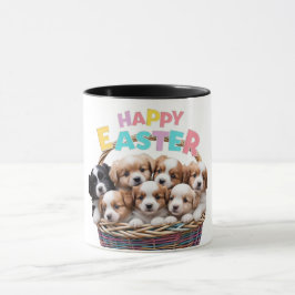 Taza Adorable Cesta de Cachorro Feliz Pascua