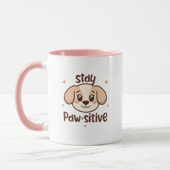 Taza Adorable Dog Lover Optimist Quote (Izquierda)