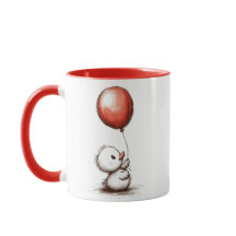 Adorable Duckling suave con globo rojo