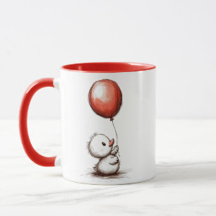 Taza Adorable Duckling suave con globo rojo