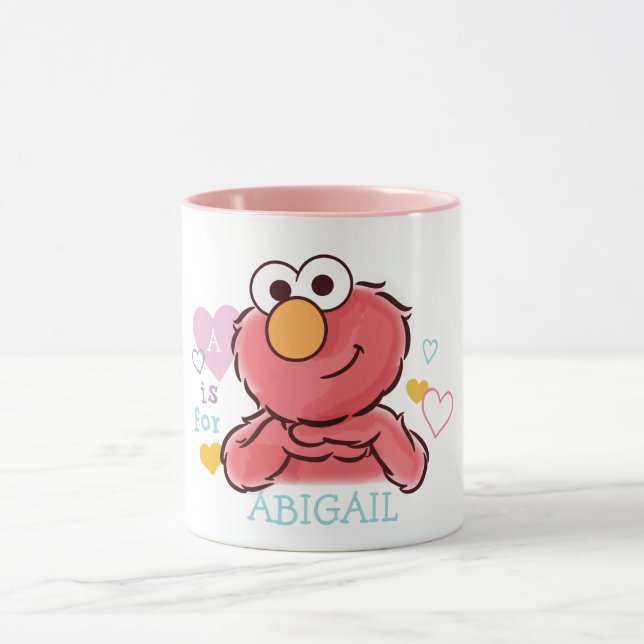 Taza Adorable Elmo | Añadir su propio nombre (Centro)