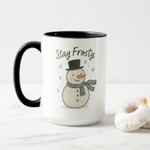 Taza Adorable Frosty de Navidad dibujado a mano