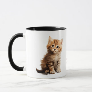 Taza Adorable Gatito Rojizo "Mantén la Pata Positiva" D