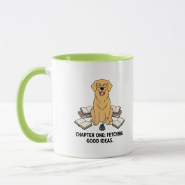 Taza Adorable Golden Retriever Author Cartoon Design