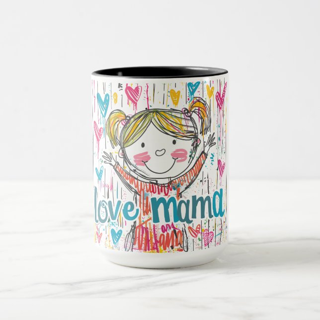 Taza Adorable "Love Mama" Ilustración Mug (Centro)