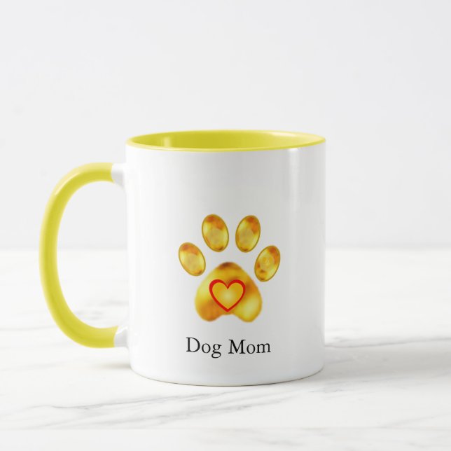 Taza Adorable Mamá Perro Pata Dorada (Izquierda)