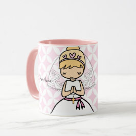 Taza Adorable nombre de chica rubio de la Santa Comunió