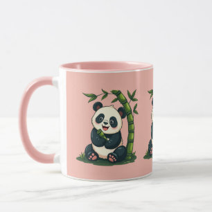 Taza Adorable Panda Abrazando Bamboo Personalizado arte