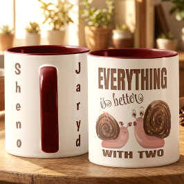 Taza Adorable Pareja de Caracoles de Dibujos Animados