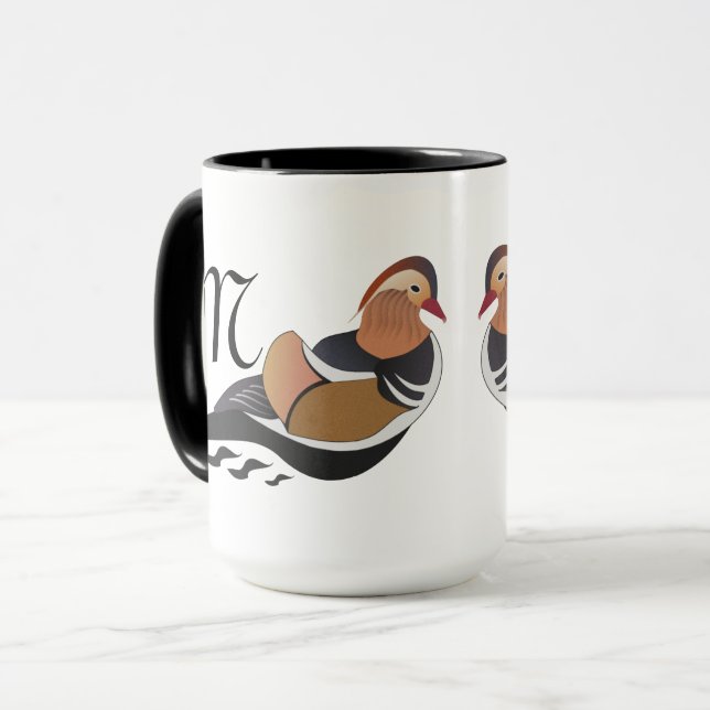Taza Adorable Personalizado de natación de pato mandarí (Anverso izquierdo)