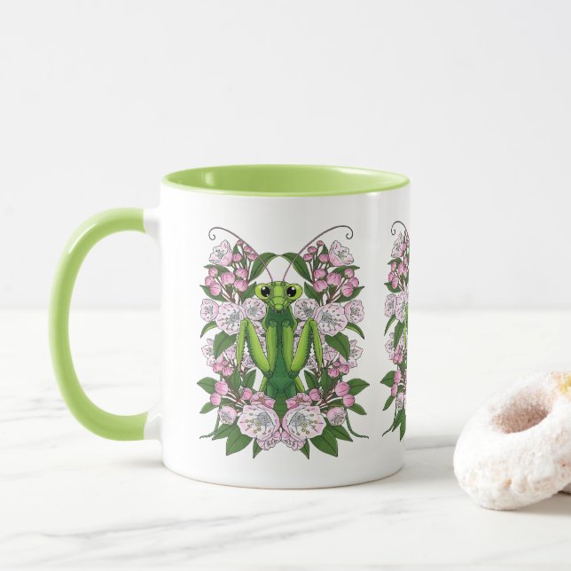 Taza Adorable Praying Mantis And Mountain Laurel  (Con donut)