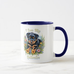 Taza Adorable Rottweiler Puppy Mug para los amantes del