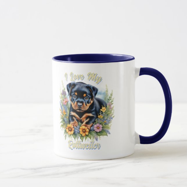 Taza Adorable Rottweiler Puppy Mug para los amantes del (Derecha)