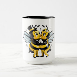 Taza Adorables amantes abejas compartiendo un dulce bai