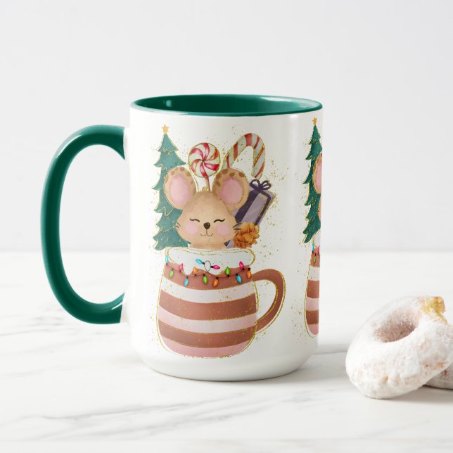 Taza Adorables Navidades encantan la peluca de ratón an (Con donut)