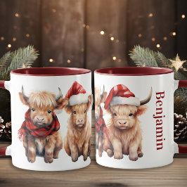 Taza Adorables vacas de la Highland Calf Navidades pers