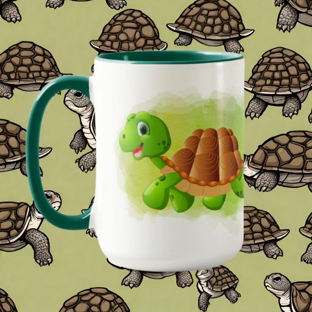 Taza adoradores adorables de tortugas añaden monograma  (Subido por el creador)