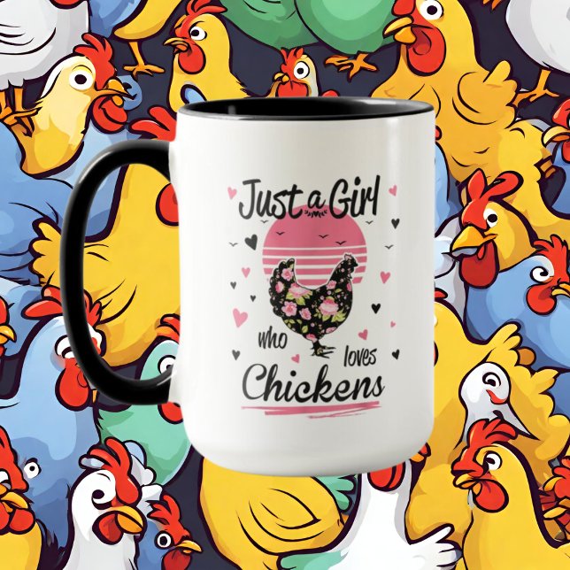 Taza adoradores de pollo chicas lindos añaden monograma (Subido por el creador)