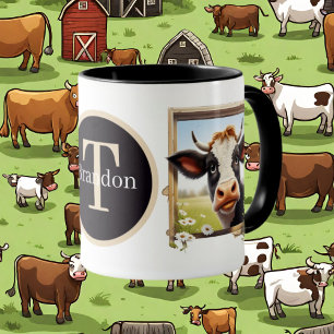 Taza adoradores de vacas lindas añaden monograma