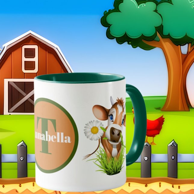 Taza adoradores de vacas lindas añaden monograma Mug (Subido por el creador)