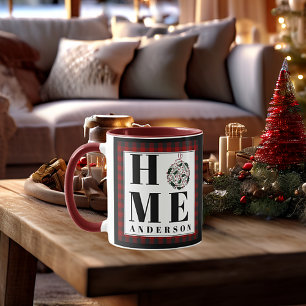 Taza adorno de cuadros de Búfalo "Hogar" personalizado