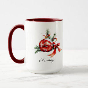 Taza Adorno de Navidad con letra acuarela Simple Script