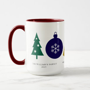 Taza Adorno de Navidad Feliz Copo de Nieve Pino