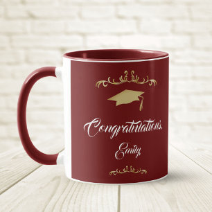 Taza Adorno Dorado Elegante Felicitaciones Graduación