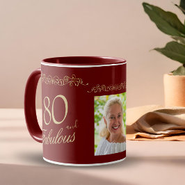Taza Adorno fabuloso de 80 años, foto de cumpleaños núm