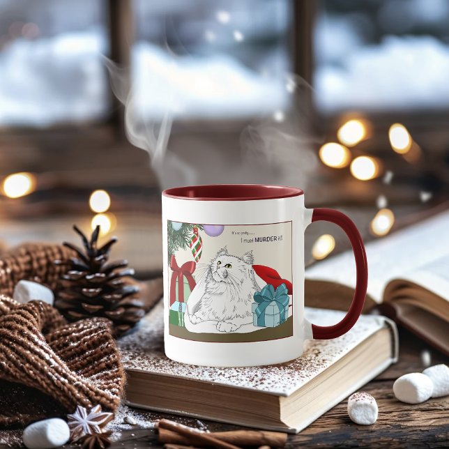 Taza Adornos divertidos de gato blanco para árbol de Na (Subido por el creador)