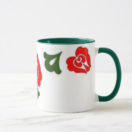 Taza Adornos florales húngaros - tulipanes rojos