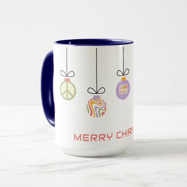 Taza Adornos Navideños Groovy Personalizados (Anverso izquierdo)