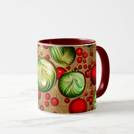 Taza Adornos Rojos y Verdes