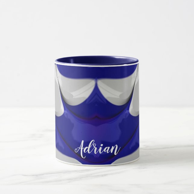 Taza ADRIAN ~ GLOSSY 3D Glossy Blue White ~ Mug (Centro)