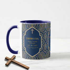 Taza Adultos CONFIRMACIÓN Regalo Oro Azul Mug